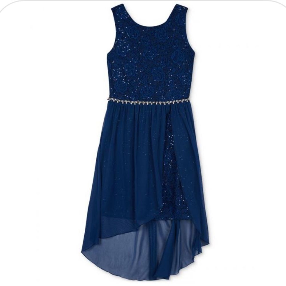 BCX Big Girls Sequin High-Low Dress Size 14 NWT